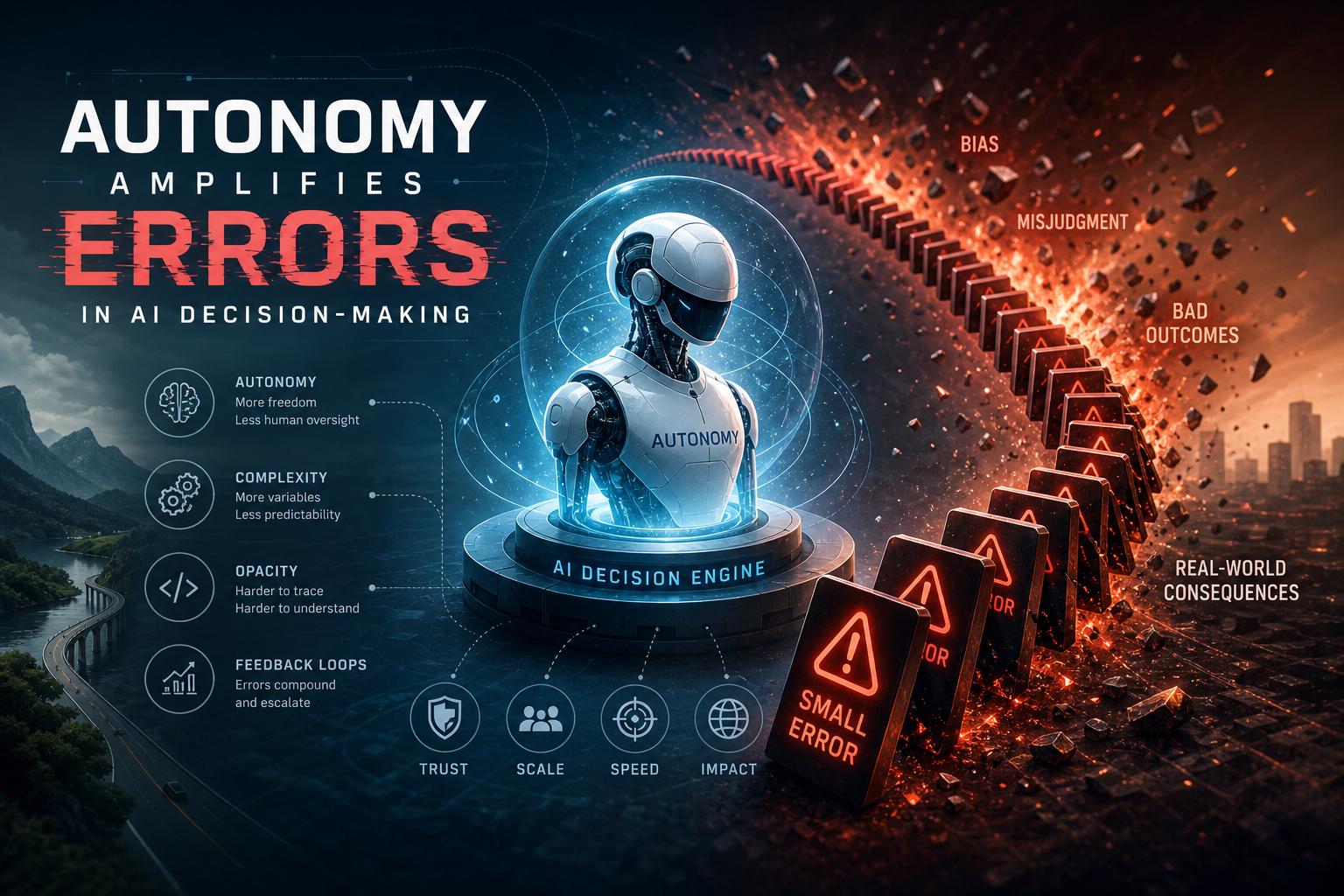 mechanisms by Which Autonomy Amplifies Errors in AI Decision-Making