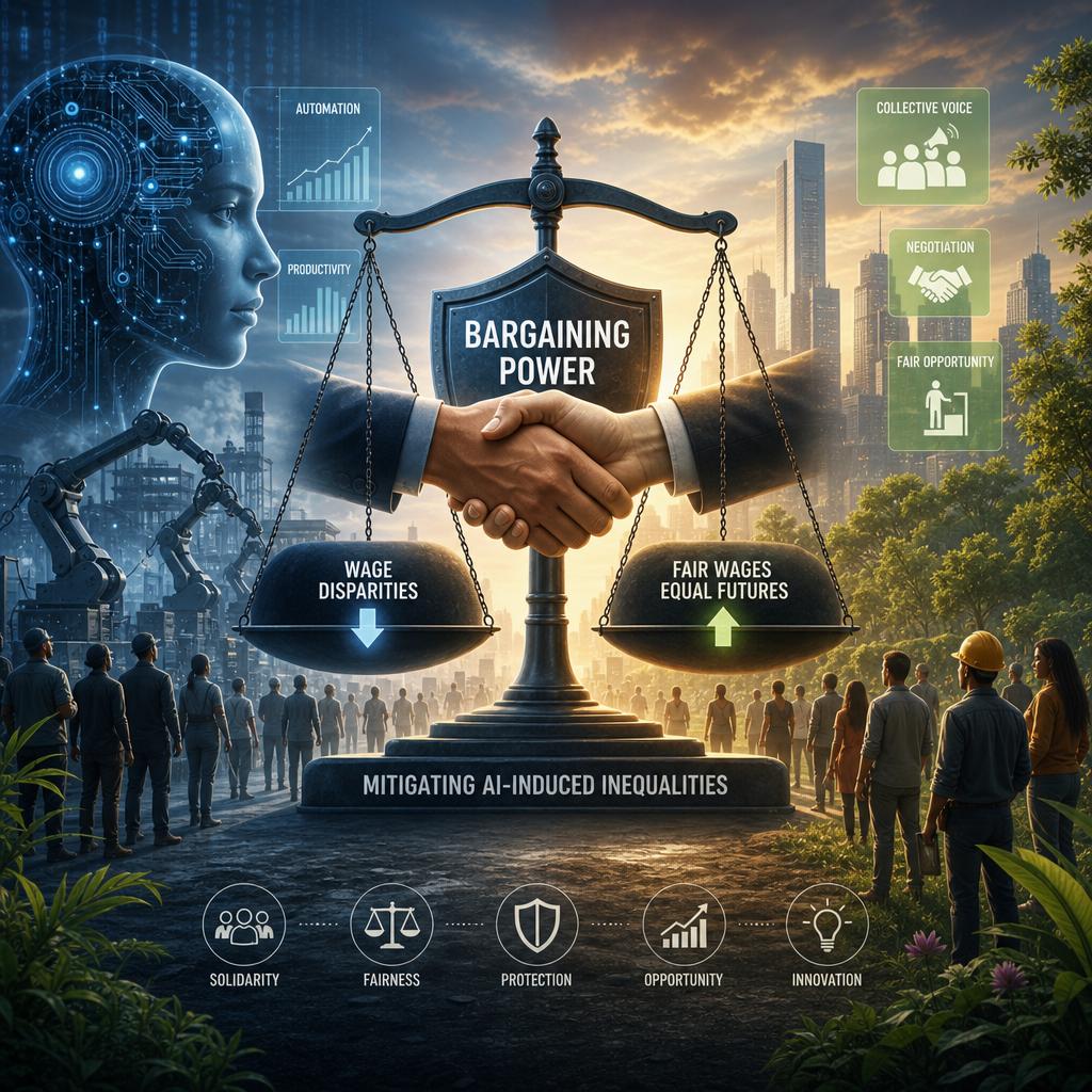 The Role of Bargaining Power in Mitigating Wage Disparities Induced by AI