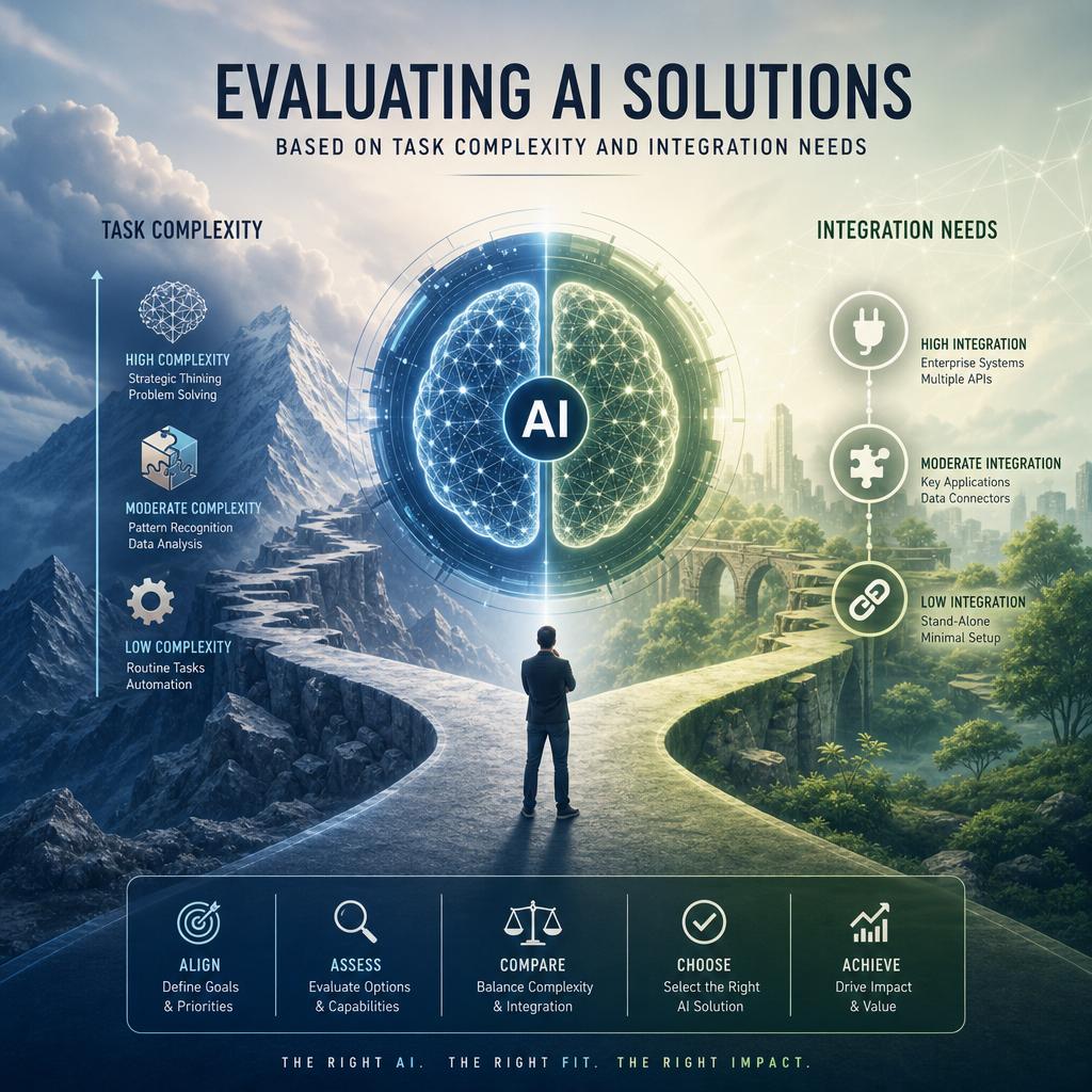 Evaluating AI solutions Based on Task Complexity and Integration Needs