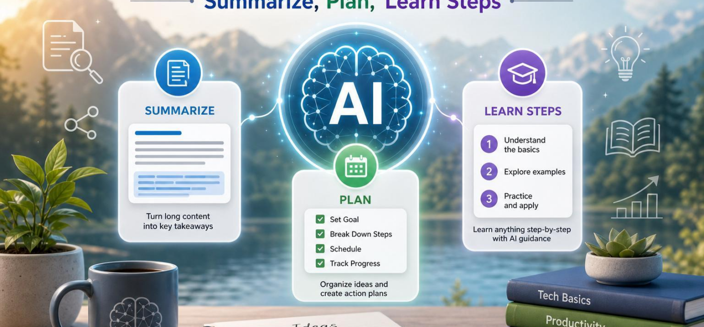 Best AI Uses for Beginners: Summarize, Plan, Learn Steps