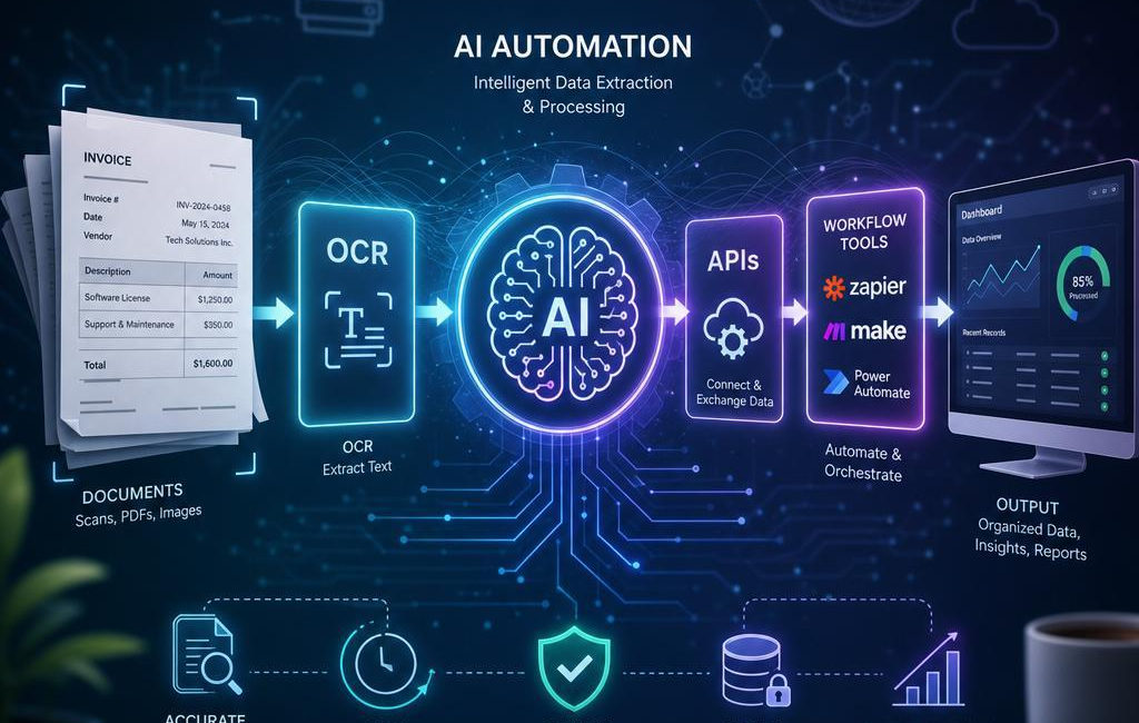 AI Automation of Data Entry: OCR, APIs & Workflow Tools
