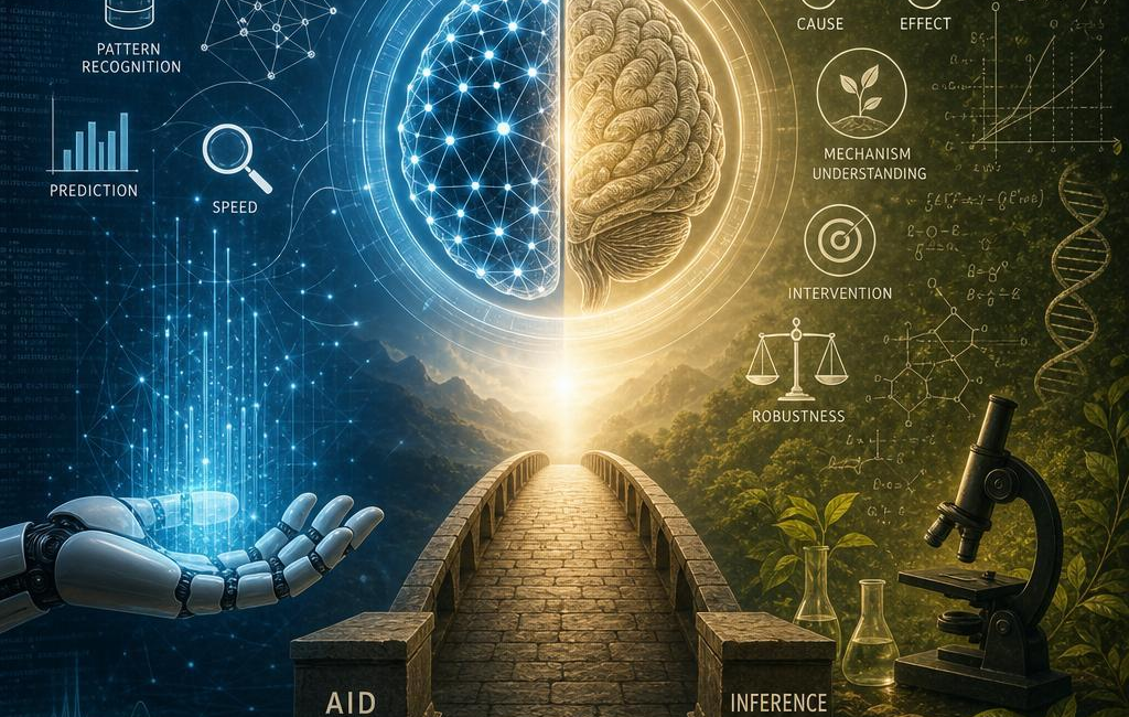 AI and Causality in Science: Aid vs. True Inference