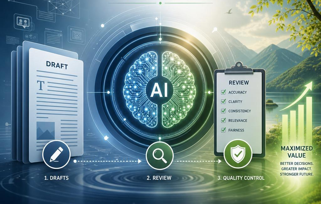 Maximizing AI Benefits: Drafts and Review for Quality Control