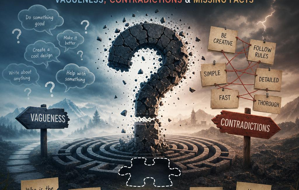 Why Prompts Fail: Vagueness, Contradictions & Missing Facts