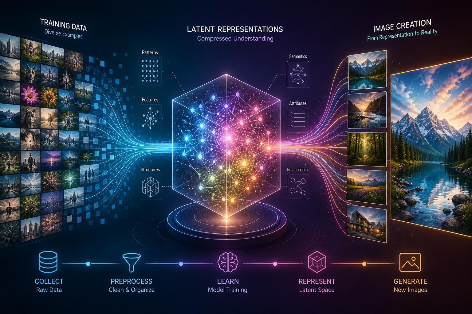 The Role of Training Data Models and latent Representations in Image Creation